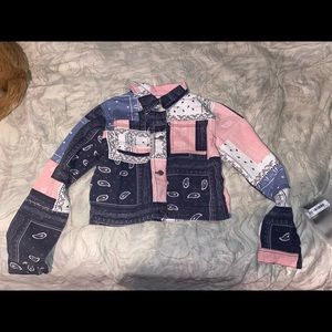 Paisley print cropped Jean jacket